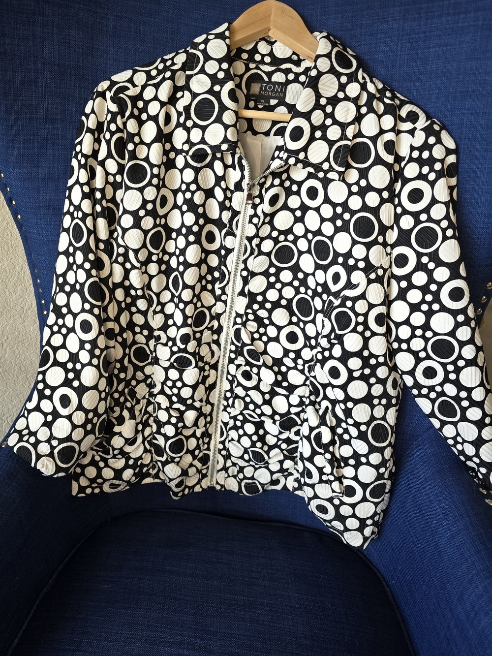 Black & White Zip-Front Polka Dot Jacket